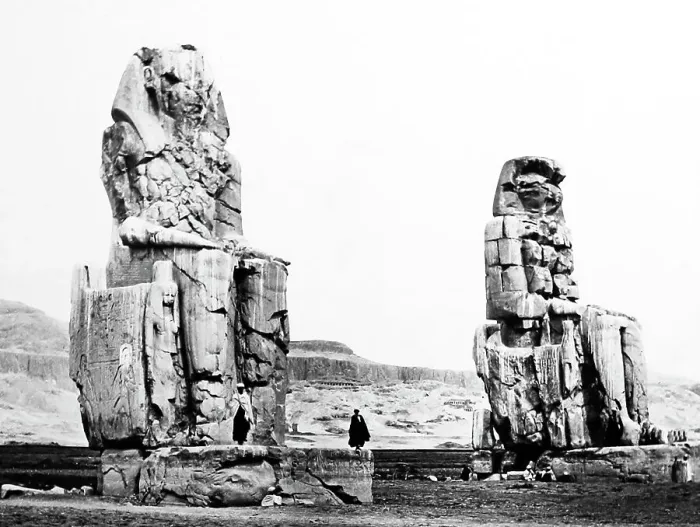 Framed Print : Colossi of Memnon, Egypt, Victorian period Framed Print : Colossi of Memnon, Egypt, Victorian period