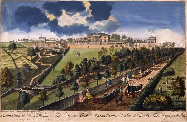 Colour engraving of Prior Park, Bath