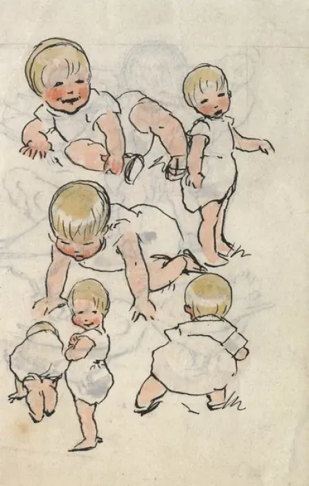 Framed Print : Colour sketches of babies and toddlers Framed Print : Colour sketches of babies and toddlers