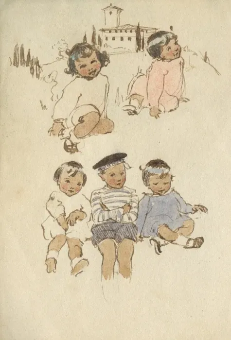 Framed Print : Colour sketches of children by Muriel Dawson Framed Print : Colour sketches of children by Muriel Dawson