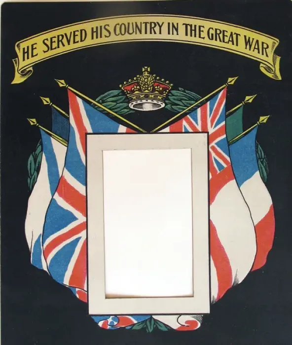 Framed Print : Coloured print card - He Served His Country in the Great War Framed Print : Coloured print card - He Served His Country in the Great War