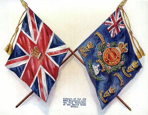 Colours of old 86th Regiment, now 2nd Battalion Irish Rifles