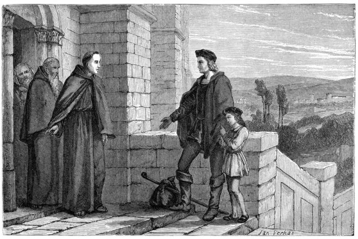 Framed Print : Columbus demanding Hospitality at La Rabida Monastery Framed Print : Columbus demanding Hospitality at La Rabida Monastery