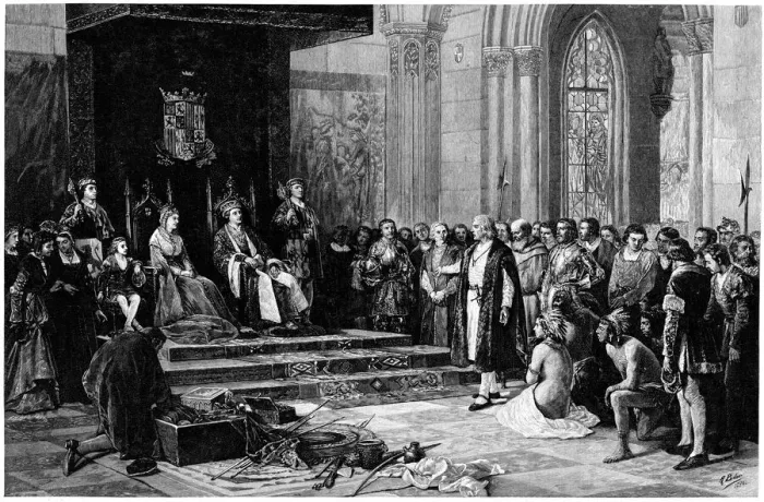 Framed Print : Columbus with Ferdinand and Isabella on his return Framed Print : Columbus with Ferdinand and Isabella on his return
