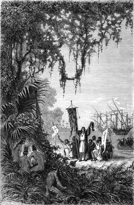 Framed Print : Columbus Landing at San Salvador Framed Print : Columbus Landing at San Salvador