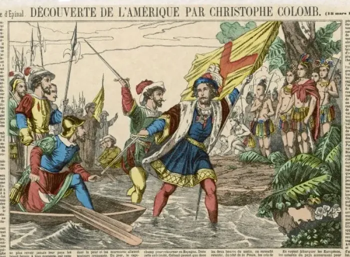 Framed Print : Columbus Lands 1492 Framed Print : Columbus Lands 1492