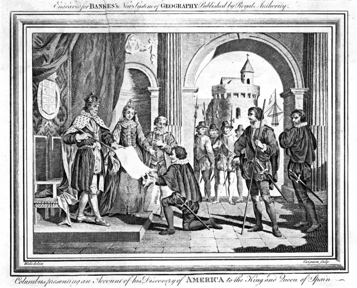 Framed Print : Columbus presenting an account of his discovery of America Framed Print : Columbus presenting an account of his discovery of America