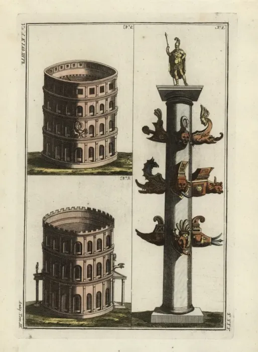 Framed Print : The column of Duilus and Roman ampitheatres Framed Print : The column of Duilus and Roman ampitheatres
