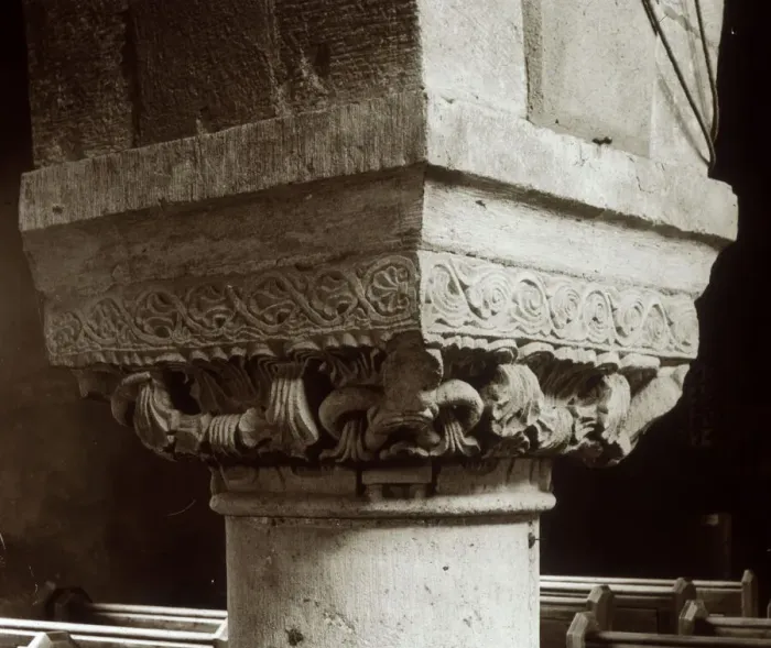 Framed Print : Detail of column, St Peters Church, Conisbrough, Doncaster Framed Print : Detail of column, St Peters Church, Conisbrough, Doncaster