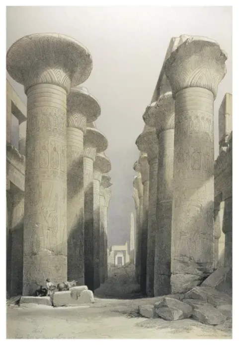 Framed Print : Columns at Karnak 1846 Framed Print : Columns at Karnak 1846