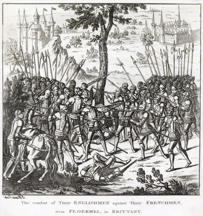 Framed Print : COMBAT DE TRENTE (battle of Thirty) wherein 30 Englishmen engaged 30 Frenchman in hand Framed Print : COMBAT DE TRENTE (battle of Thirty) wherein 30 Englishmen engaged 30 Frenchman in hand