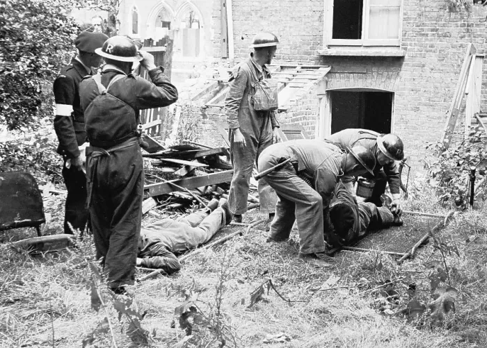 Framed Print : Combined Civil Defence exercise, WW2 Framed Print : Combined Civil Defence exercise, WW2