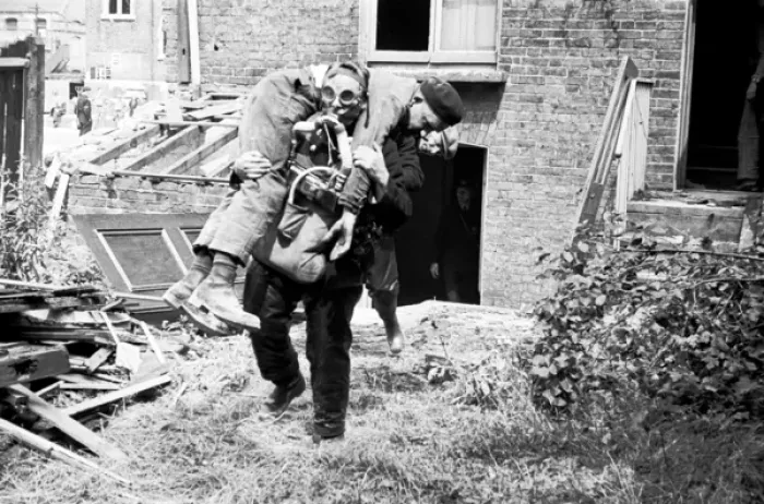 Framed Print : Combined Civil Defence exercise, WW2 Framed Print : Combined Civil Defence exercise, WW2