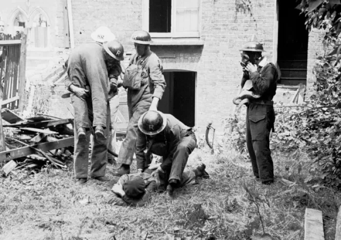 Framed Print : Combined Civil Defence exercise, WW2 Framed Print : Combined Civil Defence exercise, WW2