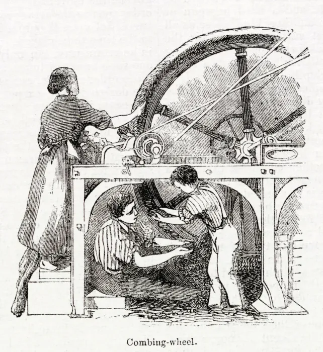 Framed Print : Combing wheel in a Glasgow carpet factory Framed Print : Combing wheel in a Glasgow carpet factory