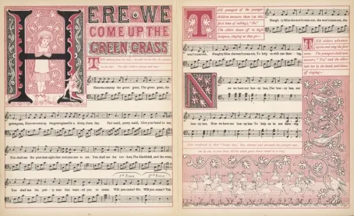 Framed Print : Here we come up the green grass, words and music Framed Print : Here we come up the green grass, words and music