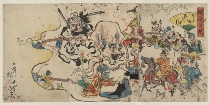 Framed Print : A comic Buddhist rosary procession Framed Print : A comic Buddhist rosary procession