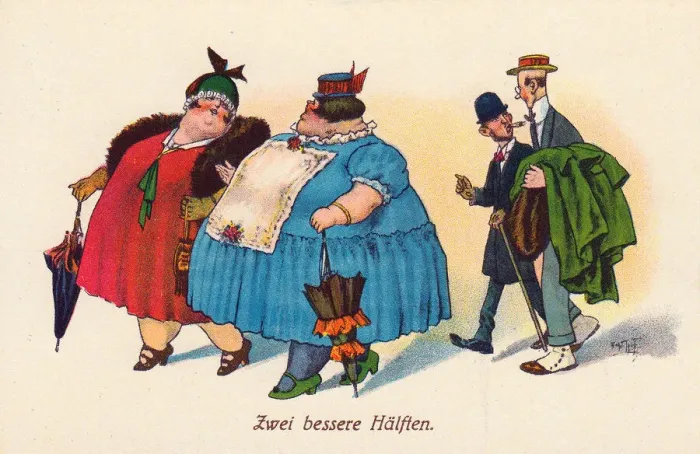 Framed Print : Comic German postcard -- Two Better Halves Framed Print : Comic German postcard -- Two Better Halves