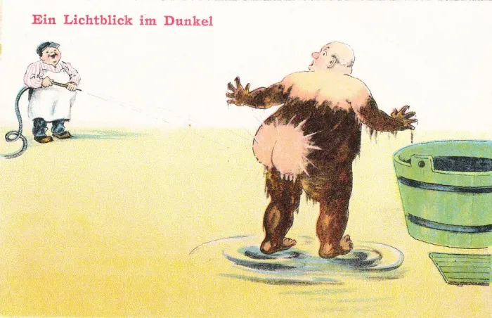 Framed Print : Comic German postcard -- mud bath at a health spa Framed Print : Comic German postcard -- mud bath at a health spa