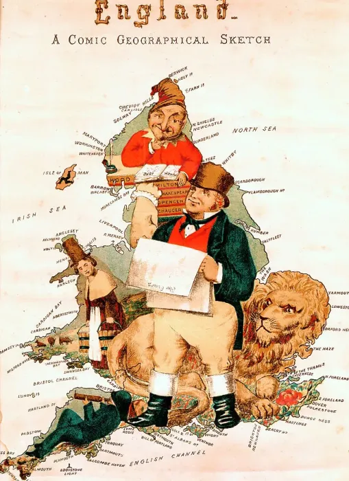 Framed Print : Comic Map England 1878 Anon History Historical Framed Print : Comic Map England 1878 Anon History Historical