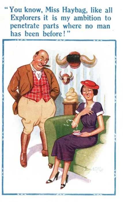 Framed Print : Comic postcard, ambitious explorer Date: 20th century Framed Print : Comic postcard, ambitious explorer Date: 20th century