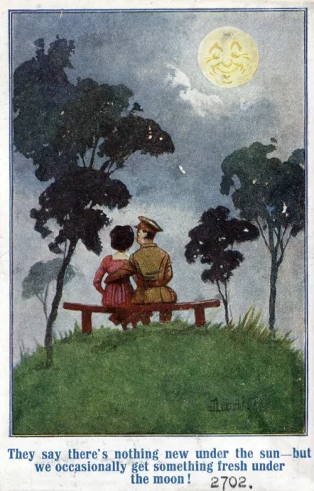 Framed Print : Comic postcard, British soldier and girlfriend, WW1 Framed Print : Comic postcard, British soldier and girlfriend, WW1