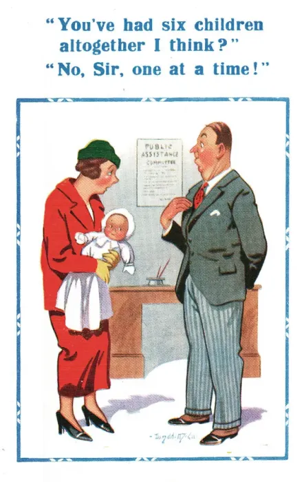 Framed Print : Comic postcard, six children altogether - Public Assistance Committee Date Framed Print : Comic postcard, six children altogether - Public Assistance Committee Date