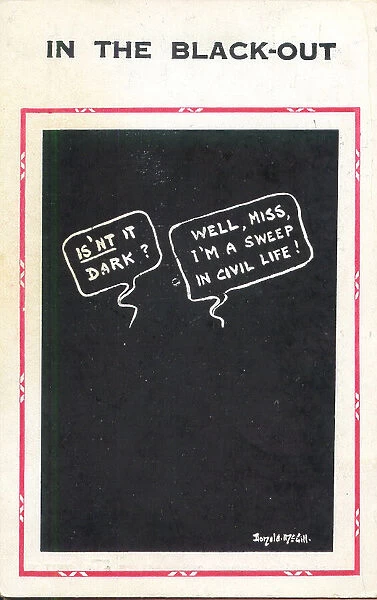 Comic postcard, Conversation in the blackout, WW2