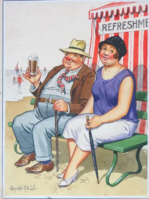 Framed Print : Comic postcard, Couple sitting on the beach Framed Print : Comic postcard, Couple sitting on the beach