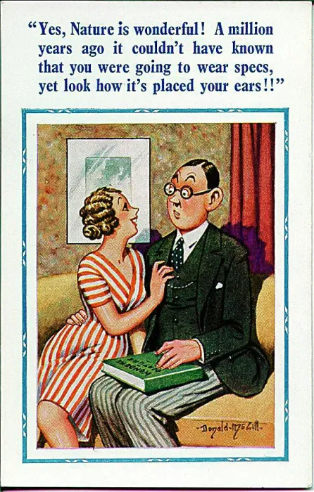 : Comic postcard, Courting couple on sofa - Wonders of Nature Date: 20th century : Comic postcard, Courting couple on sofa - Wonders of Nature Date: 20th century