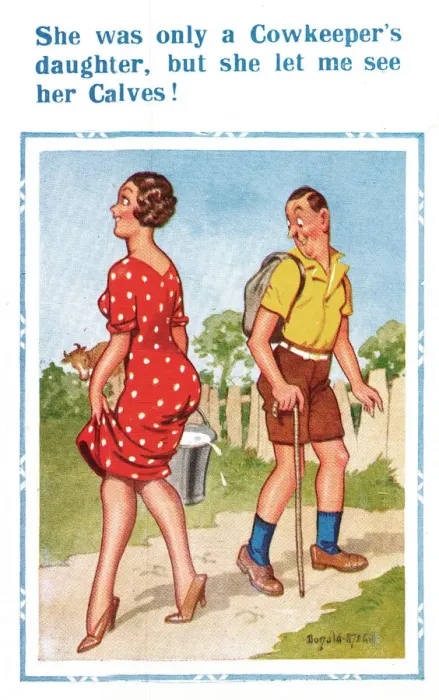 Framed Print : Comic postcard, Cowkeepers daughter