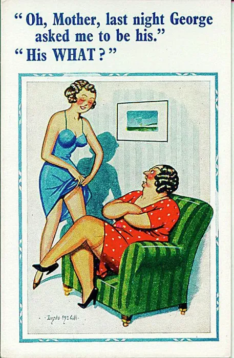 : Comic postcard, Daughter describes her date : Comic postcard, Daughter describes her date