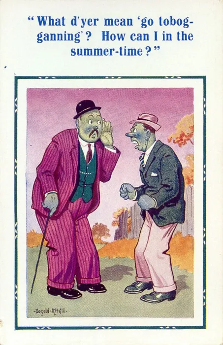 Framed Print : Comic postcard, Deaf man misunderstands Date: 20th century Framed Print : Comic postcard, Deaf man misunderstands Date: 20th century