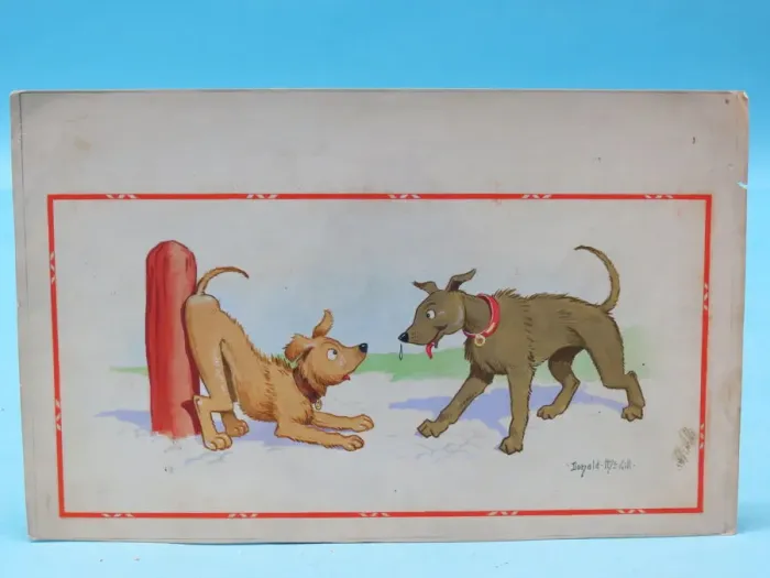 Framed Print : Comic postcard, Two dogs Framed Print : Comic postcard, Two dogs