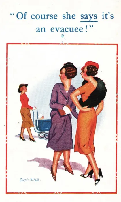 Framed Print : Comic postcard, evacuee baby? WW2 Framed Print : Comic postcard, evacuee baby? WW2