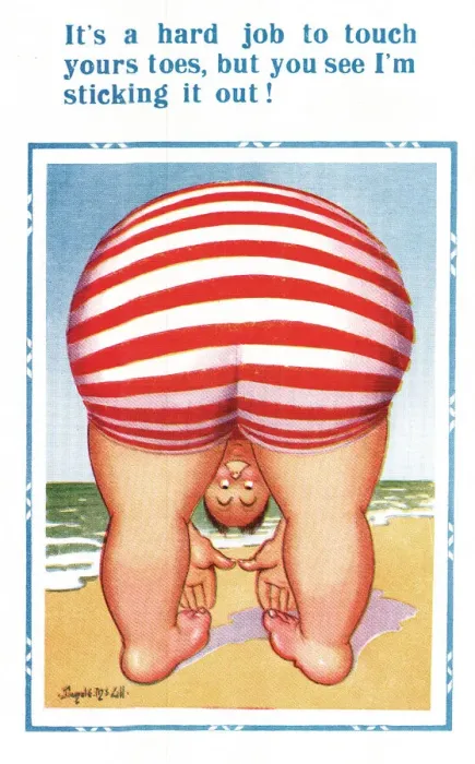 Framed Print : Comic postcard, exercising on the beach Framed Print : Comic postcard, exercising on the beach
