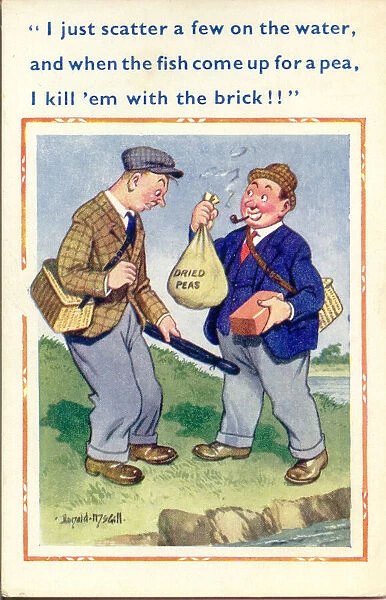 Comic postcard, fishing strategies Date: 20th century