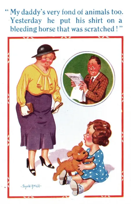 Framed Print : Comic postcard, fond of animals