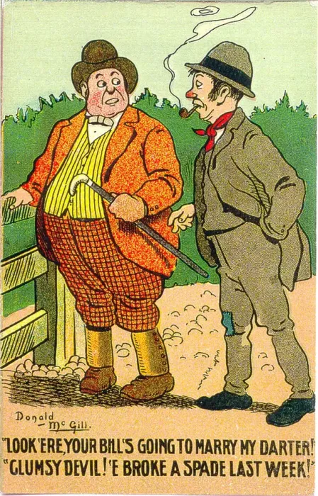 Framed Print : Comic postcard, Future fathers-in-law Date: 20th century Framed Print : Comic postcard, Future fathers-in-law Date: 20th century