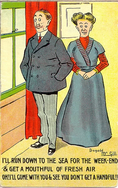 Comic postcard, Going to the seaside Date: 20th century