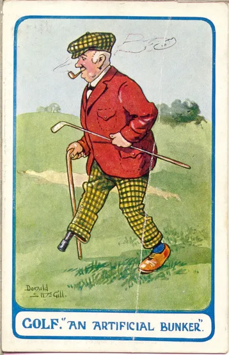 Framed Print : Comic postcard, golf, an artificial bunker Framed Print : Comic postcard, golf, an artificial bunker