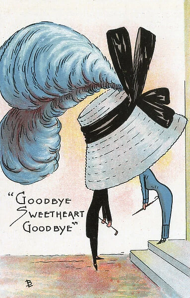 Comic Postcard - Hat theme - Goodbye Sweetheart Goodbye