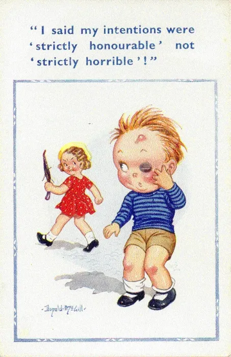 Framed Print : Comic postcard, Honourable intentions Date: 20th century Framed Print : Comic postcard, Honourable intentions Date: 20th century
