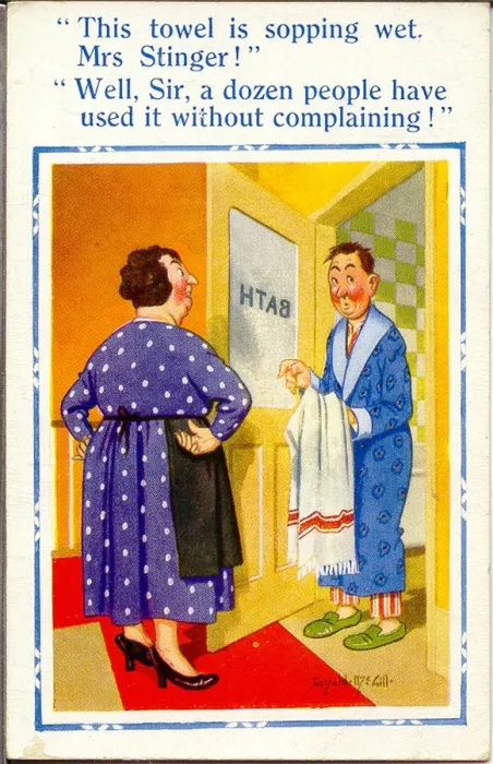 Framed Print : Comic postcard, Hotel guests complaint Framed Print : Comic postcard, Hotel guests complaint