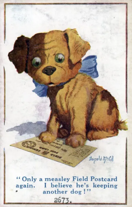 Framed Print : Comic postcard, Jealous puppy, WW1 Date: circa 1918 Framed Print : Comic postcard, Jealous puppy, WW1 Date: circa 1918