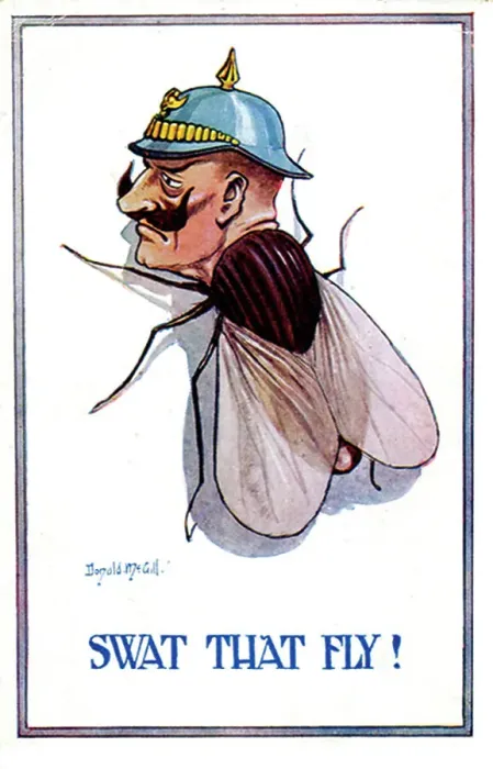 Framed Print : Comic postcard, Kaiser Wilhelm as a fly to be swatted. Date: 1914-1918 Framed Print : Comic postcard, Kaiser Wilhelm as a fly to be swatted. Date: 1914-1918
