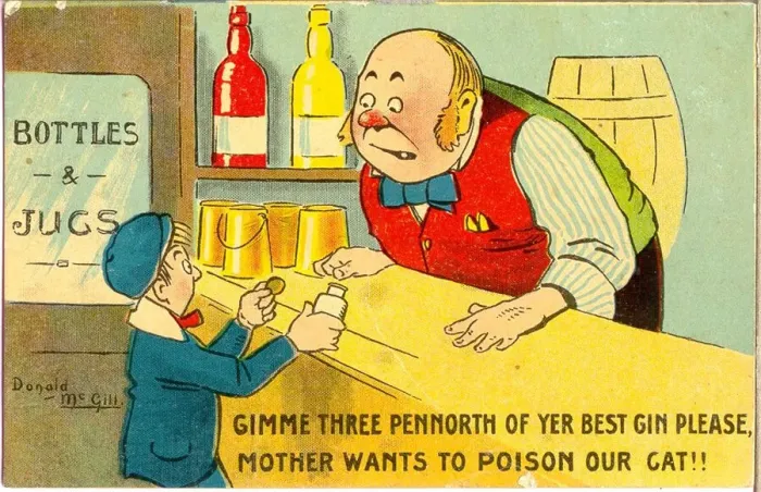 Framed Print : Comic postcard, Little boy and barman Date: 20th century Framed Print : Comic postcard, Little boy and barman Date: 20th century