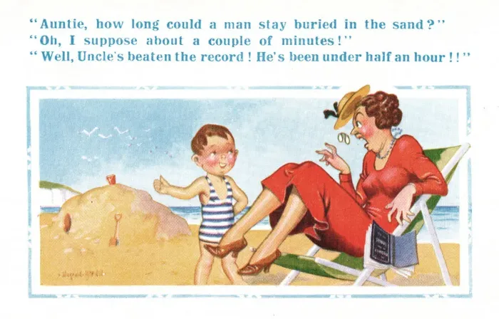 Framed Print : Comic postcard, Little boy at the seaside