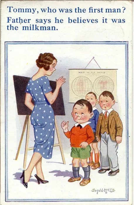 Framed Print : Comic postcard, Little boys and teacher Framed Print : Comic postcard, Little boys and teacher