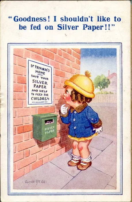 Framed Print : Comic postcard, Little girl reading notice Date: 20th century Framed Print : Comic postcard, Little girl reading notice Date: 20th century